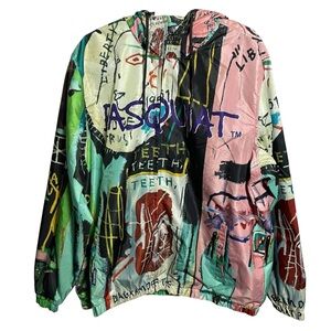 Jean Michel Basquiat x Members Only Windbreaker Jacket hooded Full Zip Size XL